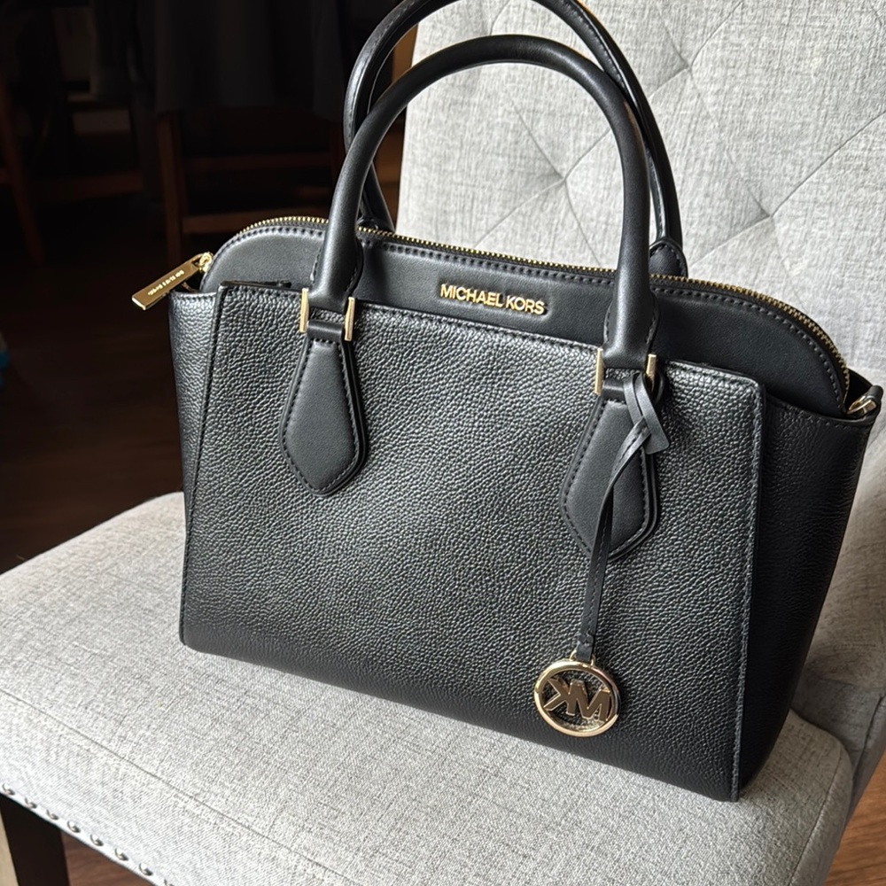Michael Kors Black Satchel with Gold Hardware